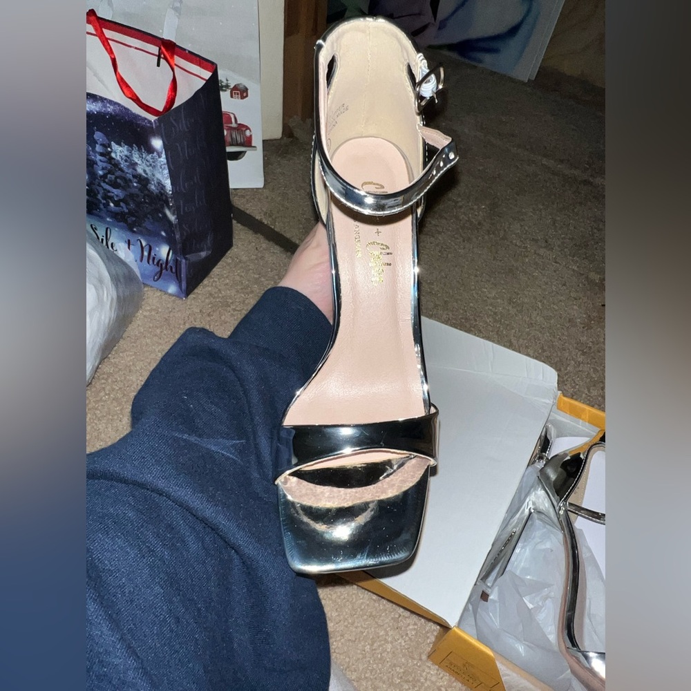 Silver block Heel Nordstrom! NEVER WORN